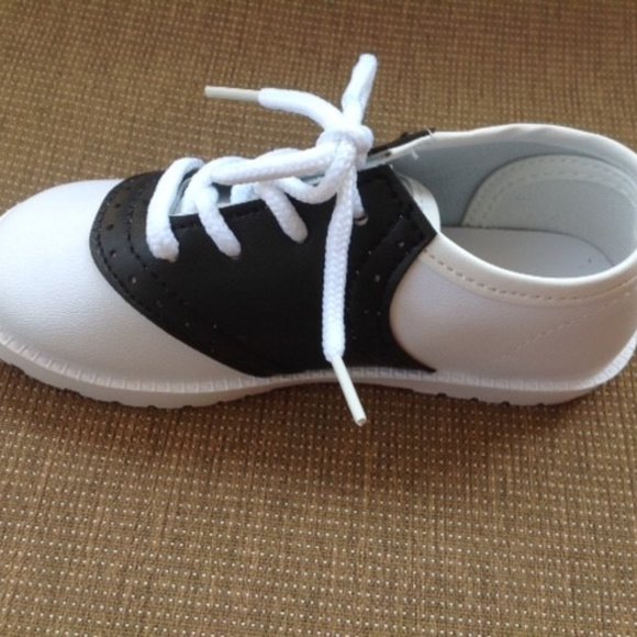 Pitter Patter Shoes Saddle Shoes Black White Retro Style Kids New